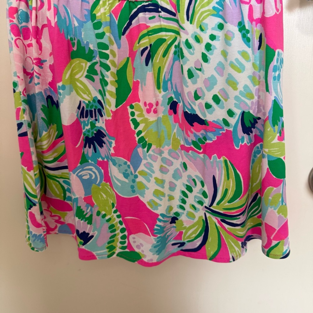 Lilly Pulitzer Lana Skirt Romper XS Pink Tropical Print Long Sleeve Mini Dress - Picture 13 of 14